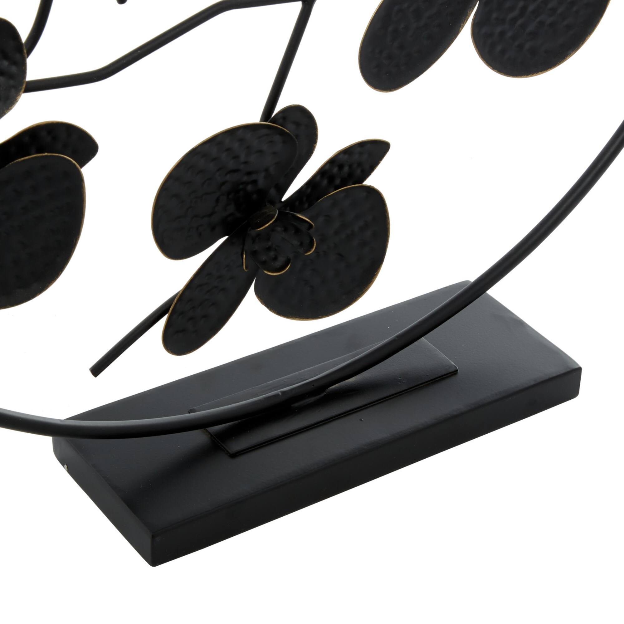 23" Black Metal Contemporary Leaves Sculpture